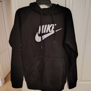 Nike Men's Black Hoodie with White Logo